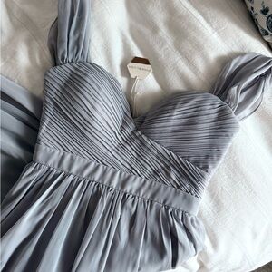 Pinkblush Gray off Shoulder Chiffon Maxi Maternity Dress